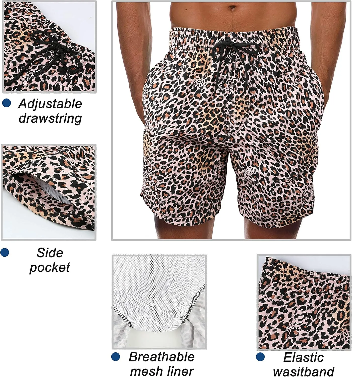 Mens Swim Trunks Short Quick-Dry Swimming Trunks with Mesh Lining Fashion Trend Turnks