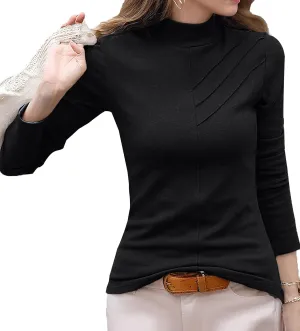 Mock Turtleneck Tops for Women Slim Fit Long Sleeve Shirts T Shirts Trendy Spring Casual Tunic Tops Blouses