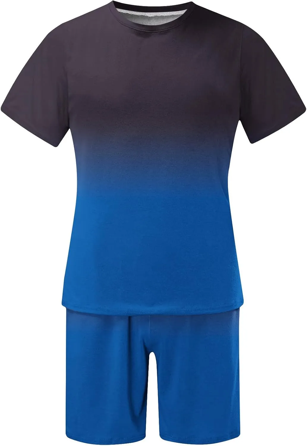 Muscularfit Mens Short Sets 2 Piece Outfits Causal Gradient Color Tracksuit Sweatshirt and Drawstring Shorts Set for Men 2023