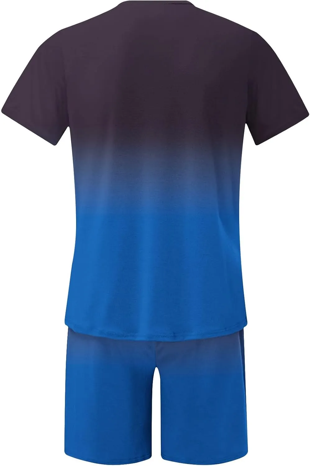 Muscularfit Mens Short Sets 2 Piece Outfits Causal Gradient Color Tracksuit Sweatshirt and Drawstring Shorts Set for Men 2023