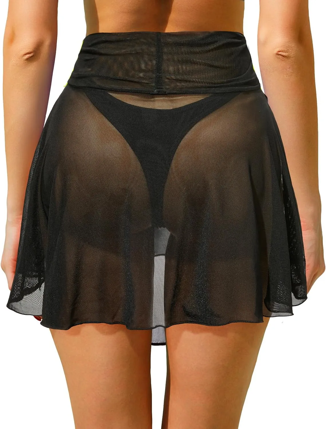 Pinup Fashion Sheer Mesh Skirt Women - Swim Mini High Waisted See Through Bikini Cover Up Skirts