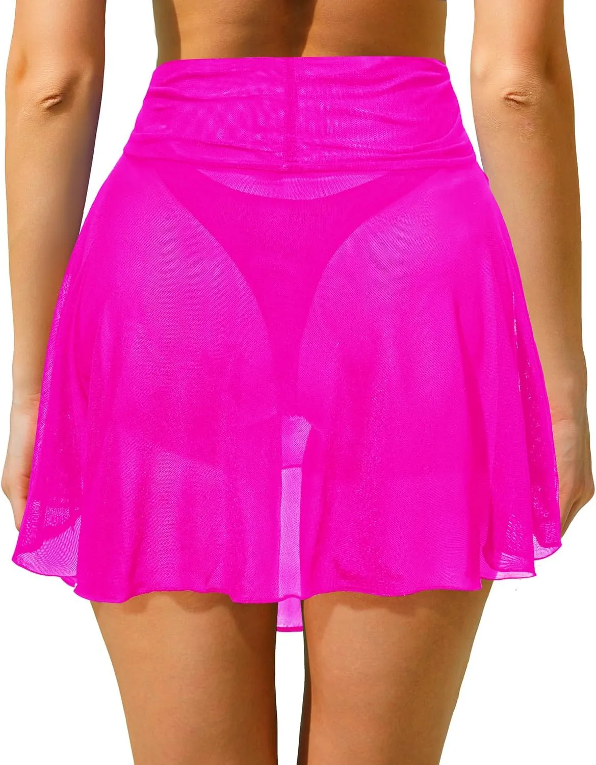 Pinup Fashion Sheer Mesh Skirt Women - Swim Mini High Waisted See Through Bikini Cover Up Skirts