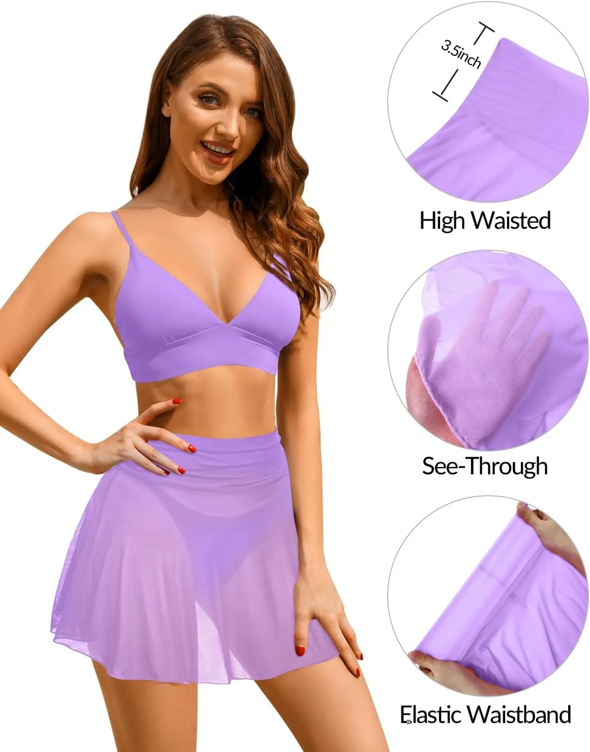 Pinup Fashion Sheer Mesh Skirt Women - Swim Mini High Waisted See Through Bikini Cover Up Skirts