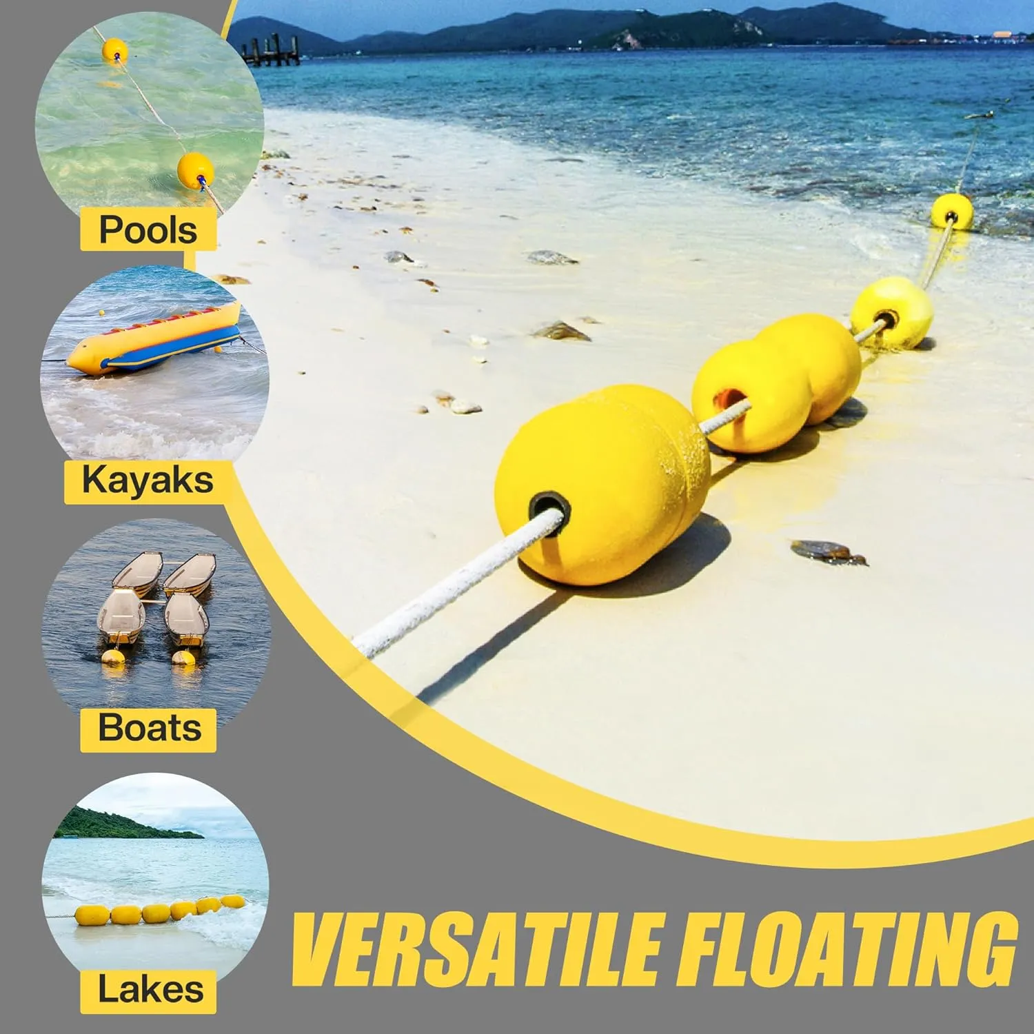 Rope Floats Marine Buoy Float,4pcs/8pcs Deep Water Oval Water Float Fishing Marker Buoys for Water Ski Ropes Anchor Lines Boats Swimming Kayak Crabbing Trail Dock Pool Yellow