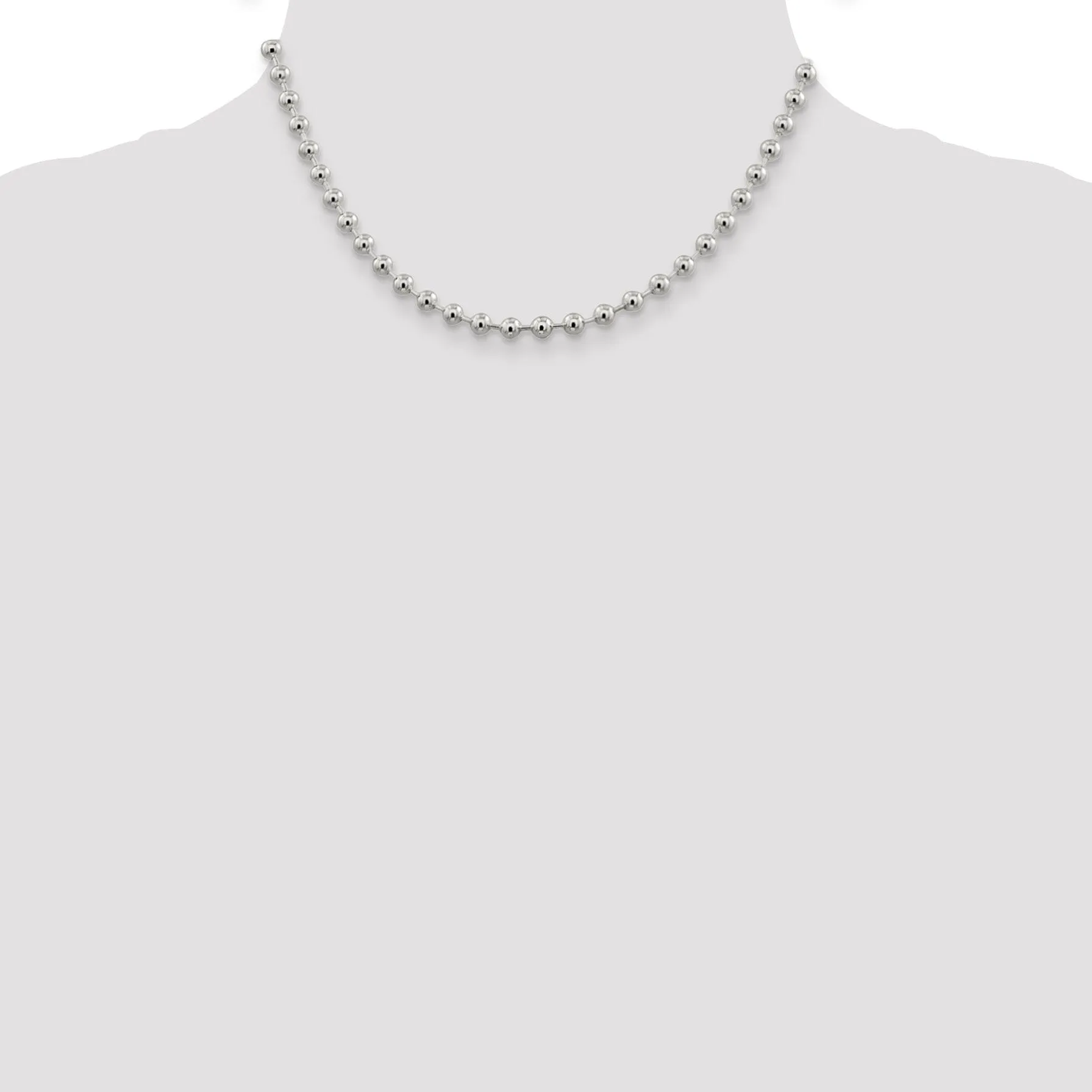Sterling Silver Beaded Bead Chain 5MM