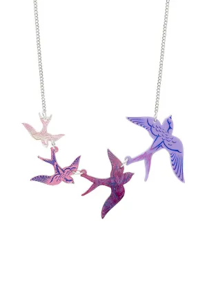 Swoop of Swallows Necklace - Purple