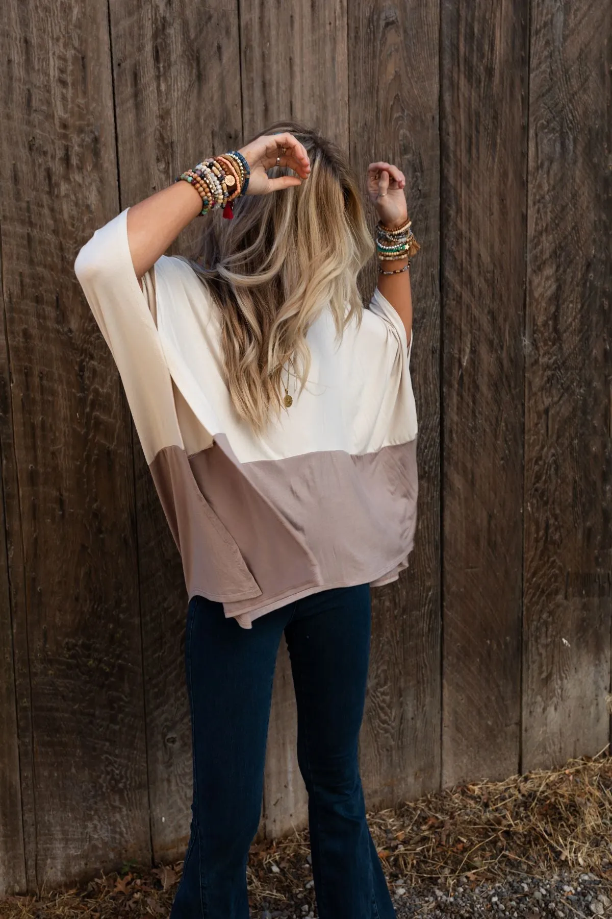 The Nest Coffee Sunsets V Neck Top - Brown