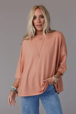 The Nest Cozy Cool Oversized Tee - Coral