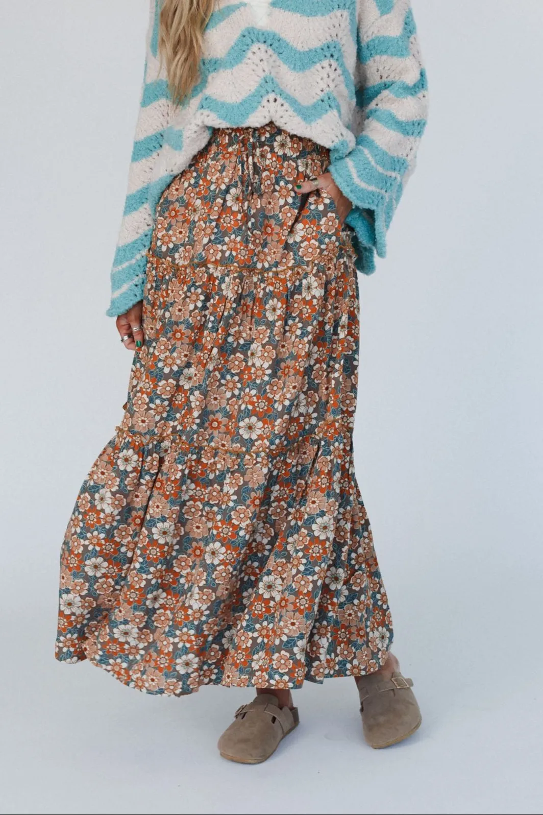 The Nest Daisy Rain Maxi Skirt - Fog Nude