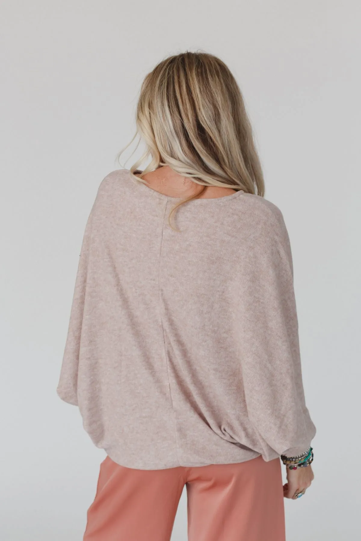The Nest Fly With Me Batwing Sleeve Knit Sweater - Sand