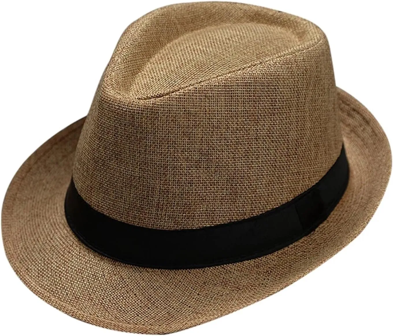 Top Hats Fedora Hat for Men Elegant Vintage Black White Red Brim Top Jazz Beach Unisex Classic Cap(Beige)