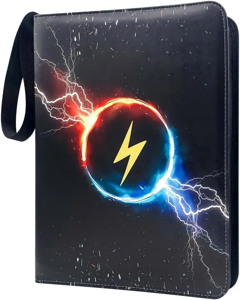 Trading Card Binder with Zipper - 4-Pocket 50 Pages Holds 400 Cards, Collector Album with Sleeves (4 Pockets)