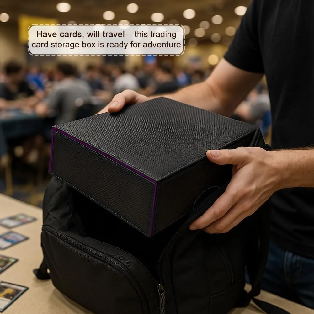 Trading Card Storage Box (3000  Cards Capacity)  Magnetic MTG Deck Box, Waterproof PU Leather, Thickened Material  Includes 24 Dividers, 4 Card Stands, 6 Cleaning Cloths  Card Box for TCG & YuGiOh