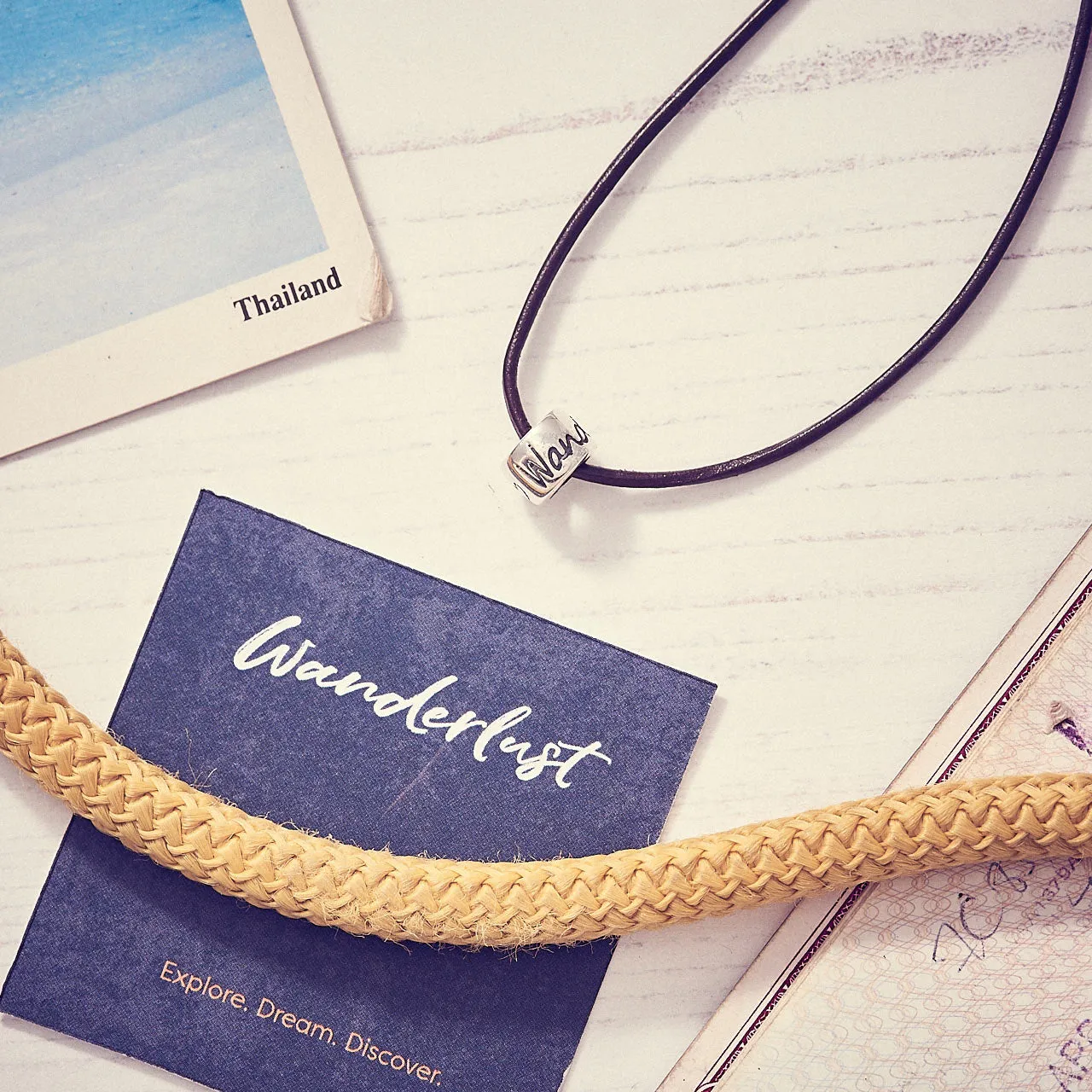 Wanderlust Recycled Silver & Leather or Vegan Necklace