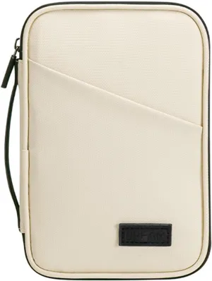 Waterproof Passport Holder, RFID Blocking Wallet, Portable Travel Document Organizer for Men & Women (Beige)