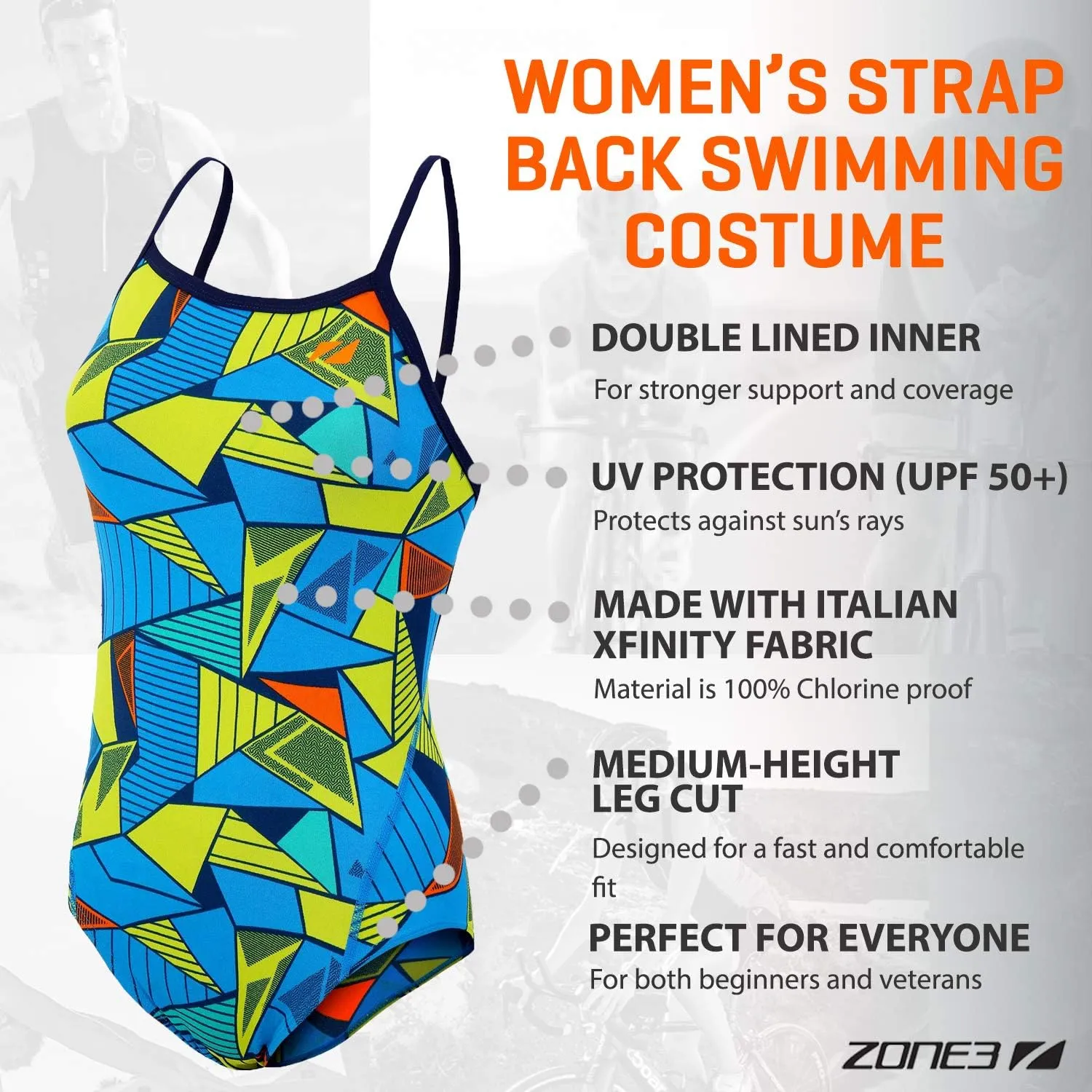 ZONE3 Women's Aztec 2.0 Strap Back Swimming Costume